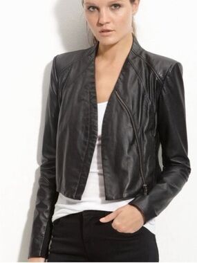 June Black Leather Moto Jacket